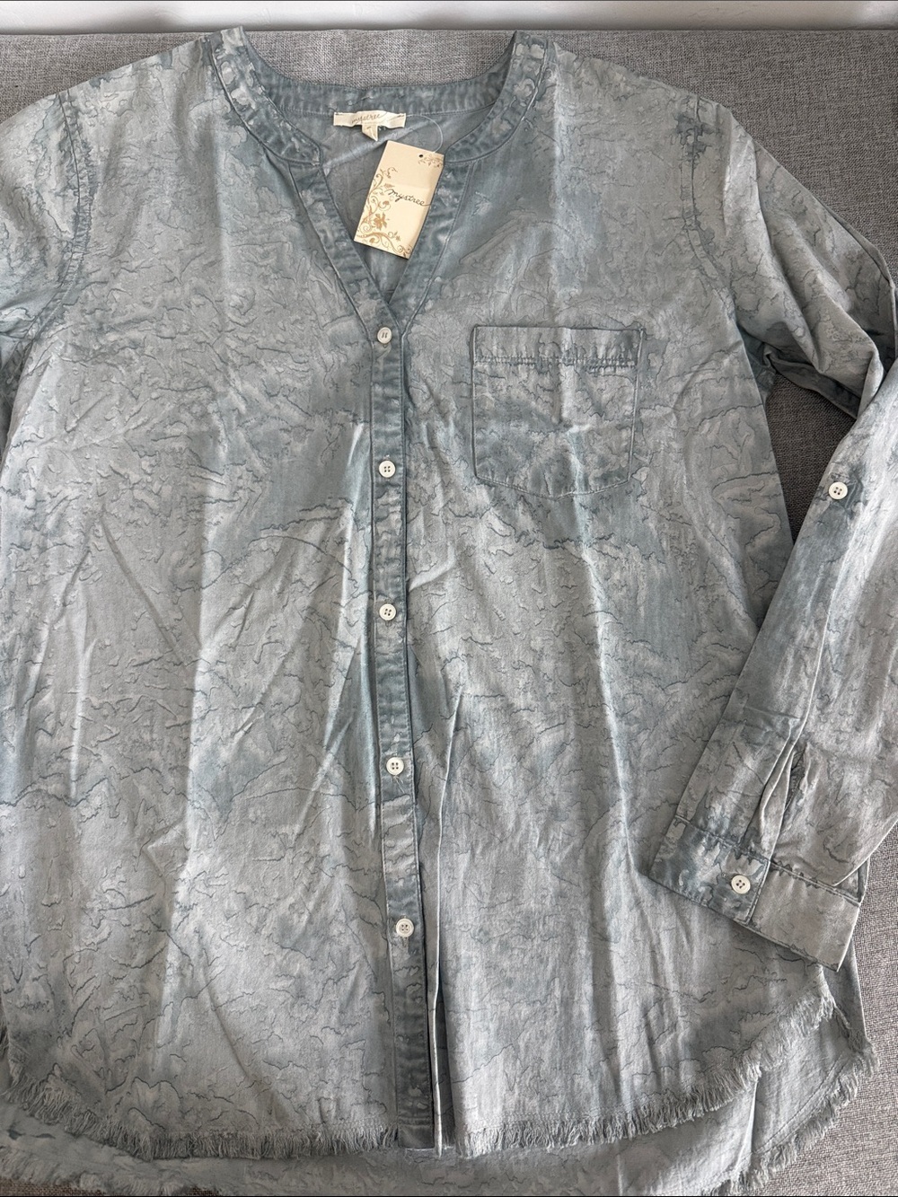 Mystree light blue waterfall, button-down top